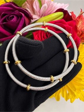 Sterling silver mixed metal bangles